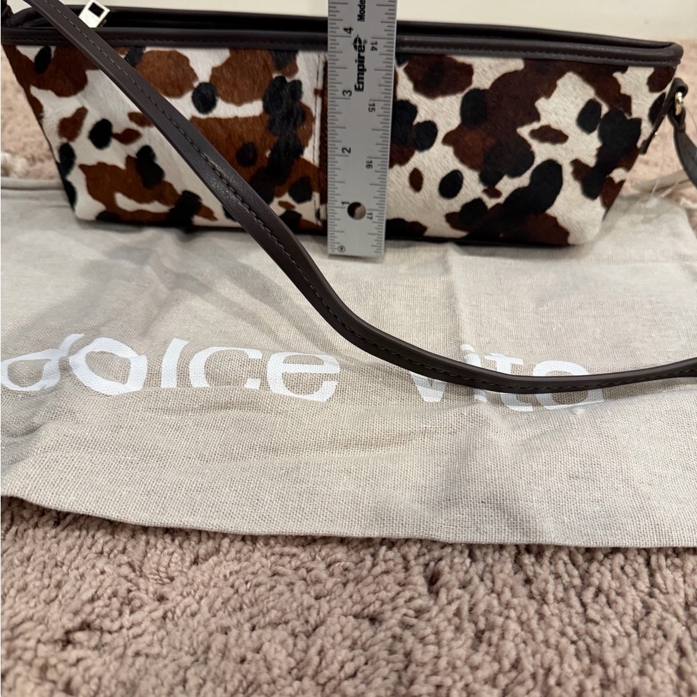 NWT new Anthropologie dolce vita Savaii Shoulder Bag brown Calf Hair Cow Print - Picture 7 of 16